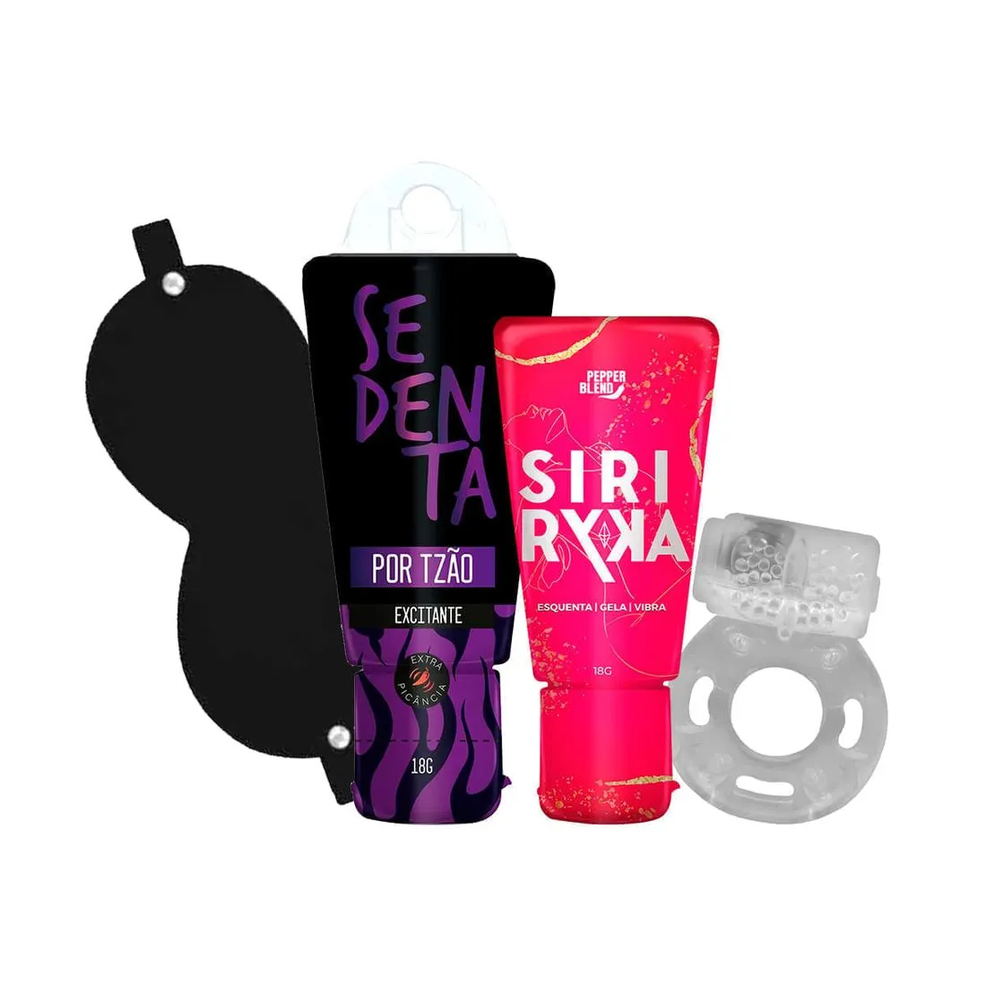 Kit com Venda em Couro Sedenta por Tesão Siri Ryka e Anel Peniano com Vibrador