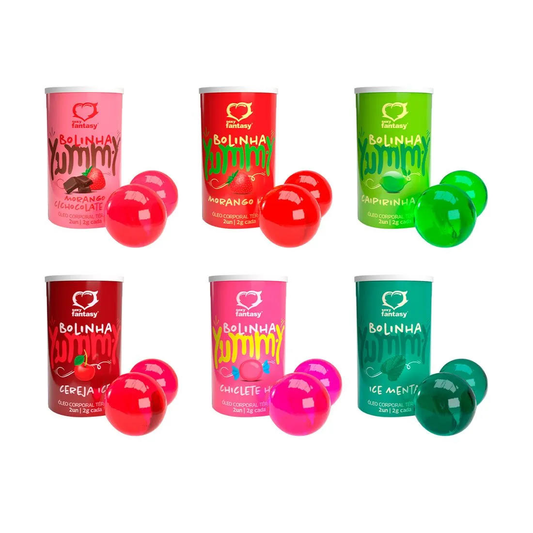 Yummy Bolinha Beijável Térmica com 2 Unidades de 2g Sexy Fantasy